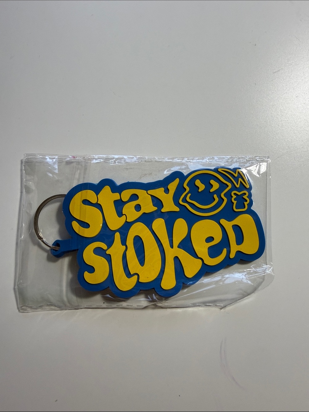 Dutch Bros Stay Stoked Blue & Yellow Keychain